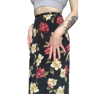90s Floral Midi Skirt 🌼 Vintage Y2K
